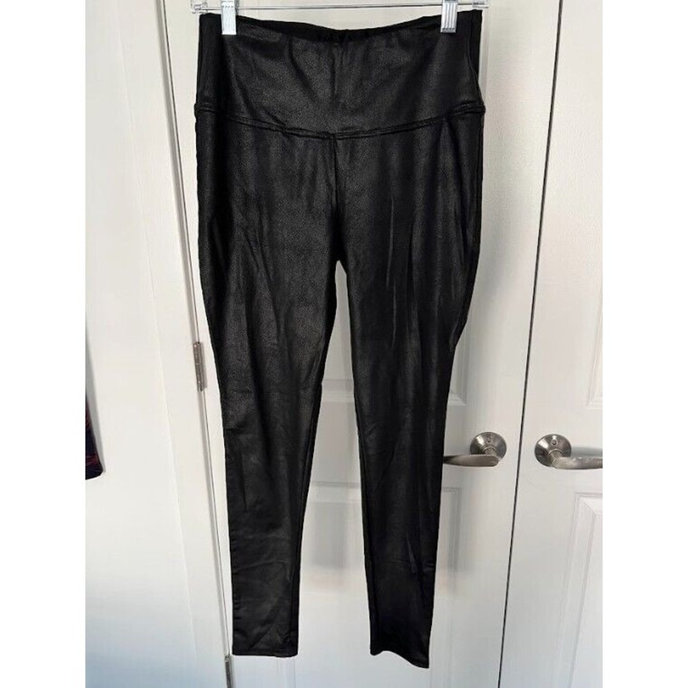 Seven7 Black Faux Leather Leggings Crackle Size M